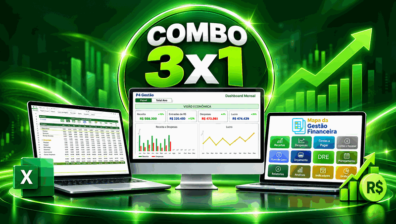 Combo Gestão Financeira Completa 3x1