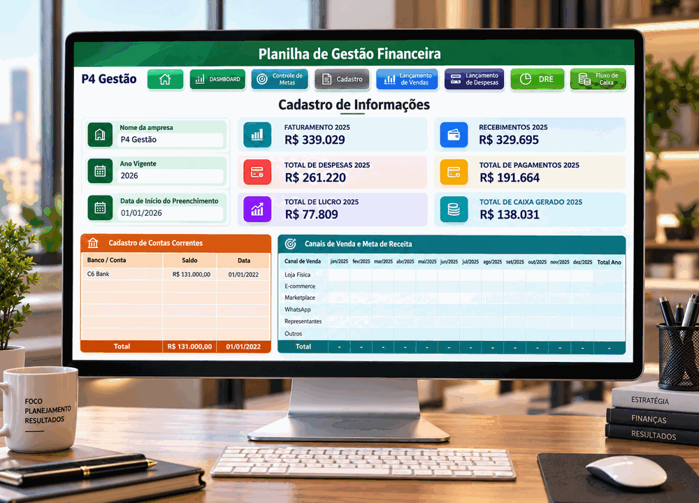 Tela do Mapa da Gestão Financeira — insira seus dados